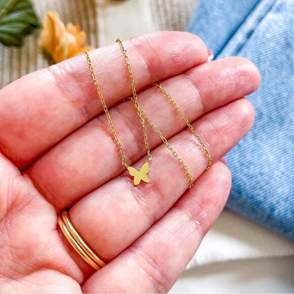 Argento Vivo dainty butterfly necklace. - Picture 2 of 10